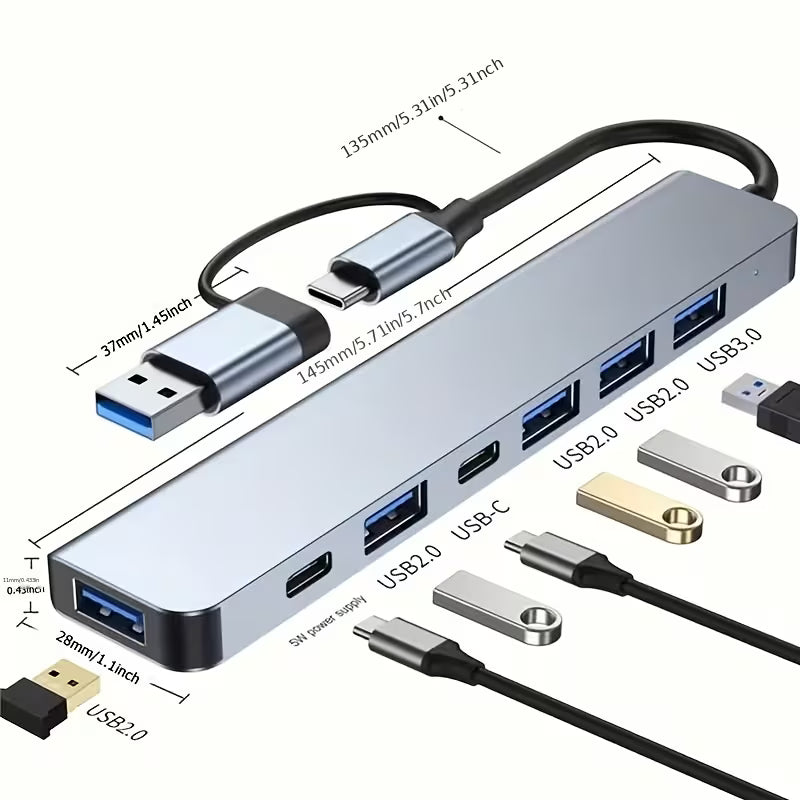 7 in 1 USB Type C Hub Splitter Docking Station Dongle Multi Port Adapter HDMI 4K