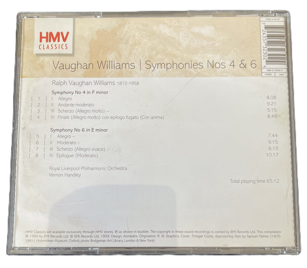 Vaughan Williams - Symphonies Nos 4 & 6 Vernon Handley CD