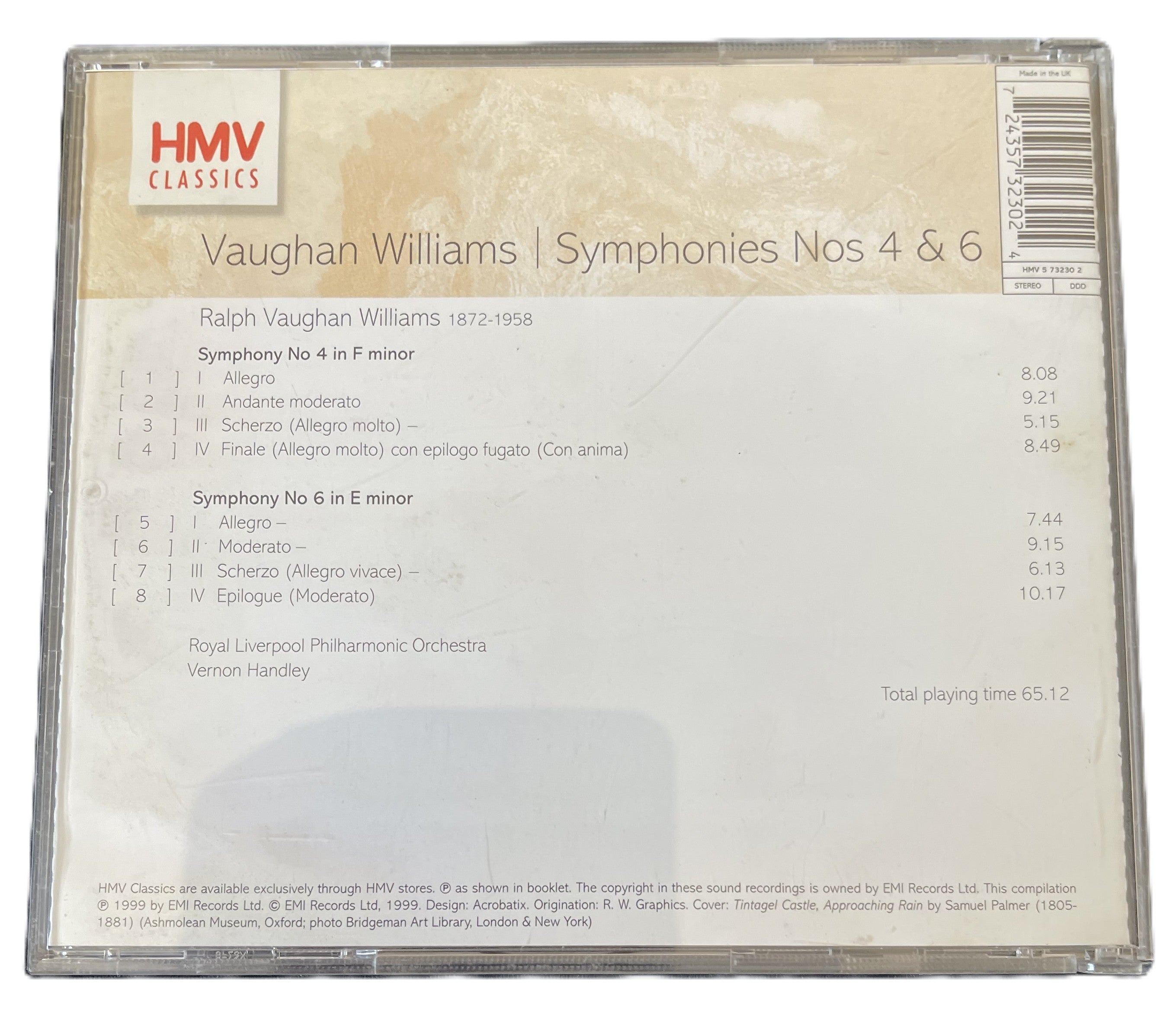 Vaughan Williams - Symphonies Nos 4 & 6 Vernon Handley CD