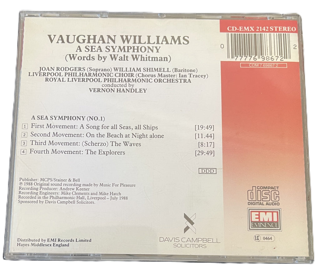Vaughan Williams - A Sea Symphony (Vernon Handley) CD