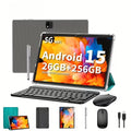 Android 15 Tablet, 2-In-1 Tablet with Keyboard, Wireless Mouse & Case Bundle